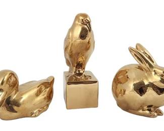 24kt Gold Finish Rookwood Animal Paperweights