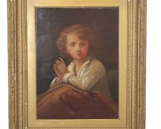 Antique After Alphonse Mucha Oil on Board Painting