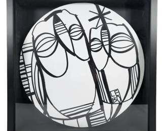 David LEBO Painted, Signed & Framed Lazy Susan