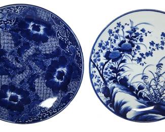 Antique Flow Blue Porcelain Charger Plates