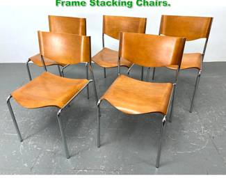 Lot 1424 5pc Stylex Bent Plywood Chrome Frame Stacking Chairs. 