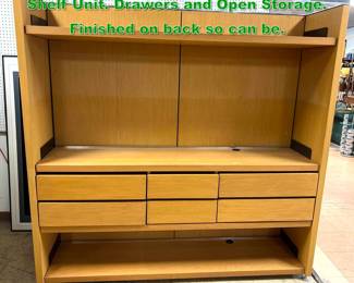Lot 1431 Knoll Office Entertainment Center Shelf Unit. Drawers and Open Storage. Finished on back so can be. 