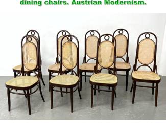 Lot 1529 Set 8 THONET cane high back dining chairs. Austrian Modernism.