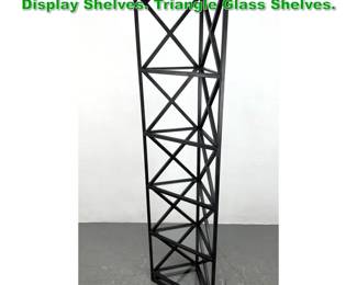 Lot 1265 Lattice Metal Corner Etagere Display Shelves. Triangle Glass Shelves. 