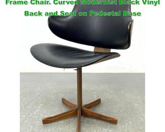 Lot 1620 KODAWOOD Wood Veneer Shell Frame Chair. Curved Modernist Black Vinyl Back and Seat on Pedestal Base 