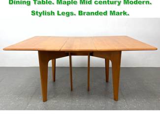 Lot 1138 HEYWOOD WAKEFIELD Drop Side Dining Table. Maple Mid century Modern. Stylish Legs. Branded Mark. 