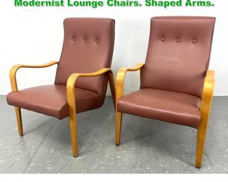 Lot 1218 Pr Thonet Open Arm Tall Back Modernist Lounge Chairs. Shaped Arms. 