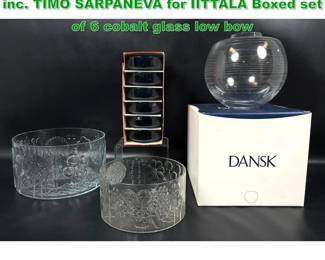 Lot 1352 Collection Mid Century Glassware inc. TIMO SARPANEVA for IITTALA Boxed set of 6 cobalt glass low bow