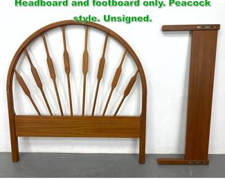 Lot 1446 Danish Modern teak single bed. Headboard and footboard only. Peacock style. Unsigned. 