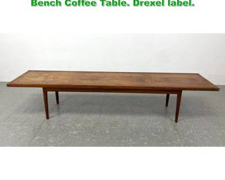 Lot 1129 Kip Stewart for DREXEL Walnut Bench Coffee Table. Drexel label. 