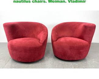 Lot 1113 Pair Vladimir Kagan style swivel nautilus chairs. Weiman. Vladimir