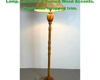 Lot 1287 Woodworker Studio Maple Floor Lamp. Laminated Turned Wood Accents. Shade has wrapped trim.