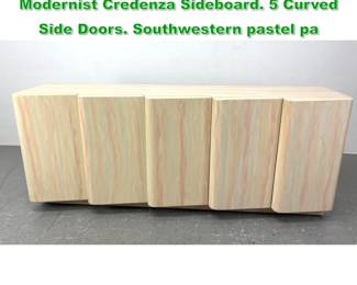 Lot 1262 Lacquered Sculptural Front Modernist Credenza Sideboard. 5 Curved Side Doors. Southwestern pastel pa