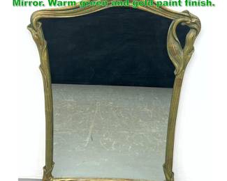 Lot 1532 Art Nouveau Carved Wood Framed Mirror. Warm green and gold paint finish. 