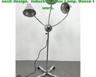 Lot 1242 Adjustable rolling floor lamp Goose neck design. Industrial Floor Lamp. Doesn t work. 