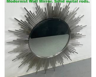 Lot 1245 Heavy Silver Metal Rod Star Burst Modernist Wall Mirror. Solid metal rods. 