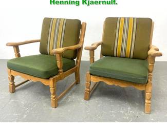 Lot 1500 Pair Danish Oak Chairs Style of Henning Kjaernulf. 