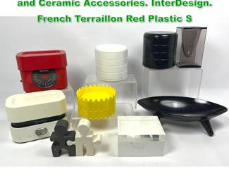 Lot 1571 Mid Century Modern Mod Plastic and Ceramic Accessories. InterDesign. French Terraillon Red Plastic S