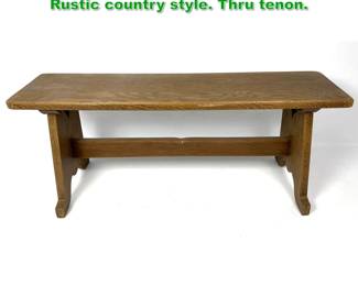Lot 1499 French Bench with Plank Top. Rustic country style. Thru tenon. 
