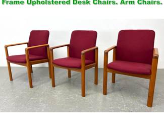 Lot 1393 3pc Danish Modern Denmark Teak Frame Upholstered Desk Chairs. Arm Chairs. 