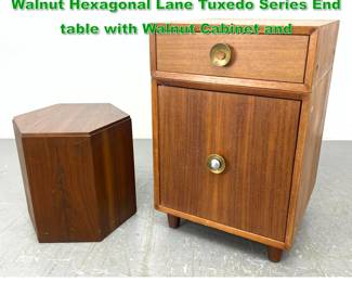 Lot 1457 Mid Century Modern Furniture. Walnut Hexagonal Lane Tuxedo Series End table with Walnut Cabinet and 
