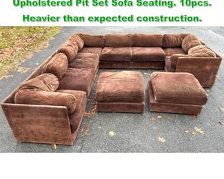 Lot 1581 KROEHLER Plush Brown Upholstered Pit Set Sofa Seating. 10pcs. Heavier than expected construction.