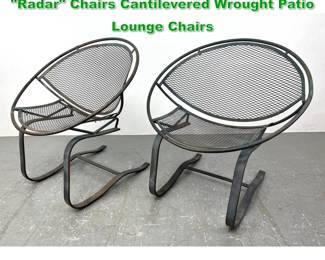 Lot 1517 Maurizio Tempestini for Salterini Radar Chairs Cantilevered Wrought Patio Lounge Chairs