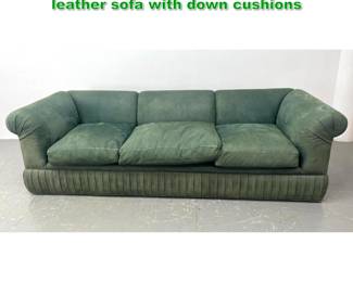 Lot 1299 Nubuck Leather sofa pleated green leather sofa with down cushions