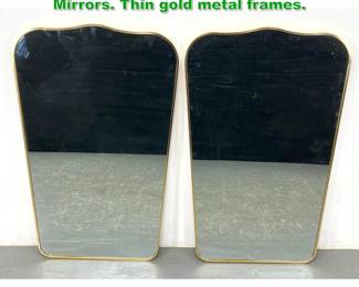 Lot 1292 Pr Contemporary Gio Ponti Style Mirrors. Thin gold metal frames. 