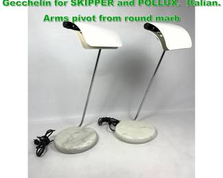 Lot 1432 Pr Tegola Table Lamp by Bruno Gecchelin for SKIPPER and POLLUX. Italian. Arms pivot from round marb