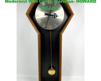 Lot 1449 ARTHUR UMANOFF Walnut Modernist Wall Clock. Meridian HOWARD MILLER. 