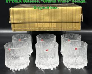Lot 1356 Boxed Set 6 TAPIO WIRKKALA for IITTALA Glasses. Ultima Thule design. Original box. 