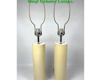 Lot 1239 Pair Modernist Cylinder Cream Vinyl Column Lamps. 