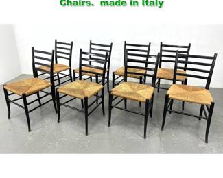 Lot 1629 Set 8 Italian Rush Seat Dining Chairs. made in Italy