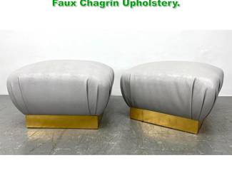 Lot 1115 Pair Karl Springer Style Stools. Faux Chagrin Upholstery. 