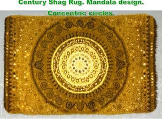 Lot 1259 6 x 4 2 Gold and Yellow Mid Century Shag Rug. Mandala design. Concentric circles. 