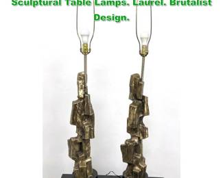 Lot 1207 Pair Maurizio Tempestini Tall Sculptural Table Lamps. Laurel. Brutalist Design. 