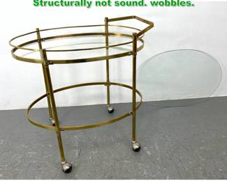 Lot 1635 As found Italian Brass bar cart. Structurally not sound. wobbles.