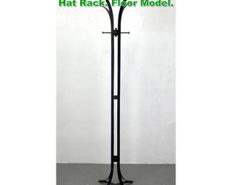 Lot 1159 Black Metal Modern Standing Coat Hat Rack. Floor Model.