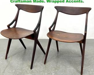 Lot 1445 Pr Modernist Side Chairs. Studio Craftsman Made. Wrapped Accents. 