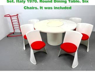 Lot 1427 8pc Fabio Lenci for Bernini Dining Set. Italy 1970. Round Dining Table. Six Chairs. It was included 