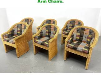 Lot 1191 Set 6 Bielecky Brothers Wicker Arm Chairs. 