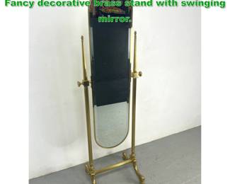 Lot 1326 Brass Cheval Dressing Mirror. Fancy decorative brass stand with swinging mirror.