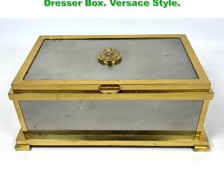 Lot 1275 Large Italian Steel and Brass Dresser Box. Versace Style.
