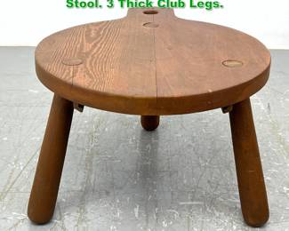 Lot 1119 Country style Three Legged Milking Stool. 3 Thick Club Legs. 