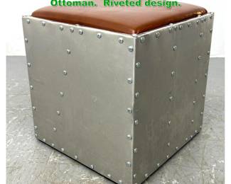 Lot 1171 Restoration Hardware Style Stool Ottoman. Riveted design.