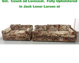 Lot 1202 Colorful Mid Century Modern Sofa Set. Couch ad Loveseat. Fully Upholstered in Jack Lenor Larsen at