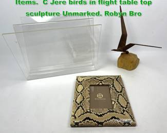 Lot 1597 Mid Century Modern Decorative Items. C Jere birds in flight table top sculpture Unmarked. Robyn Bro