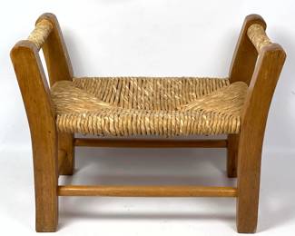 Lot 1465 Small French stool with rush seat.