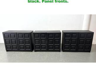 Lot 1492 Set of 3 Server Cabinets. Painted black. Panel fronts.